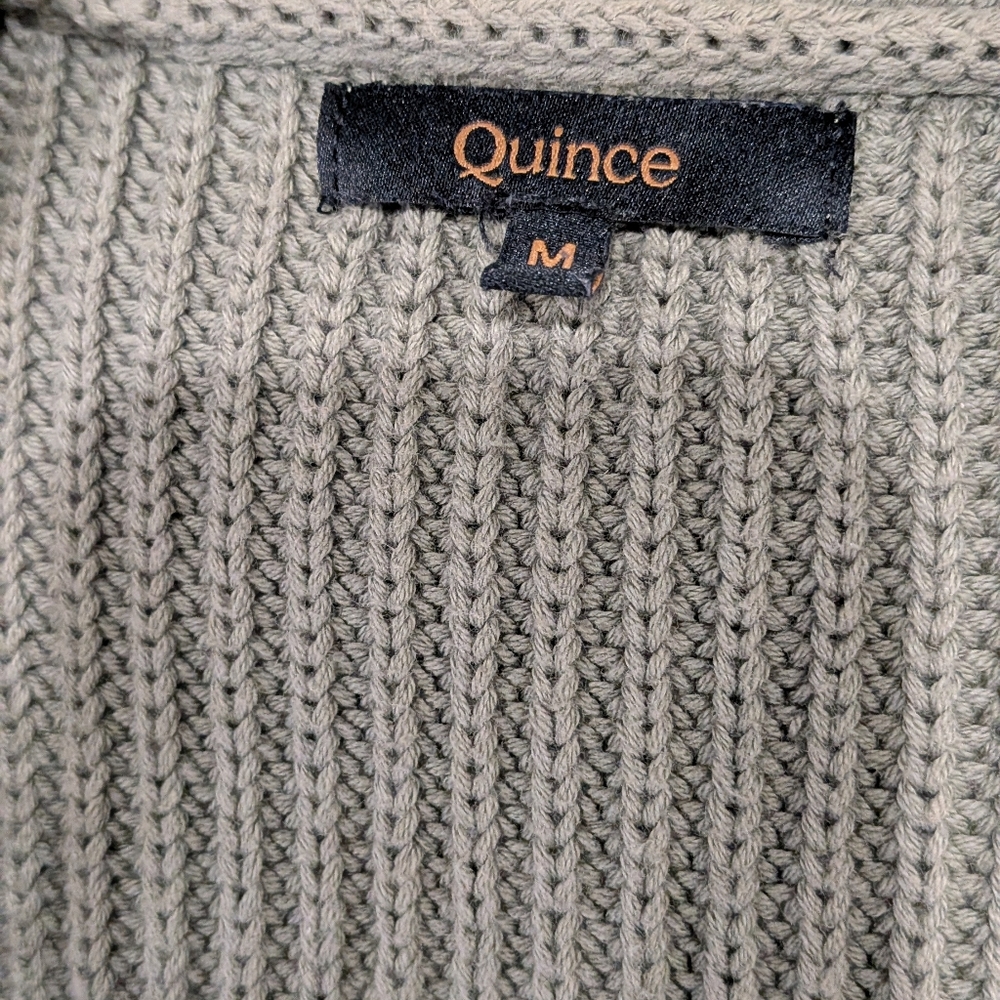 Quince Sage Green Oversized Ribbed Cardigan, Size M - Picture 2 of 6
